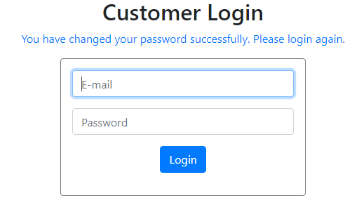 password changed - login again