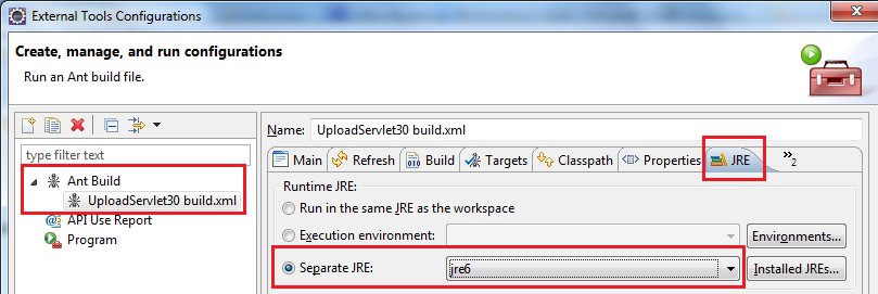 select separate JRE for an ant build script