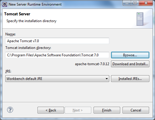 specify tomcat installation directory