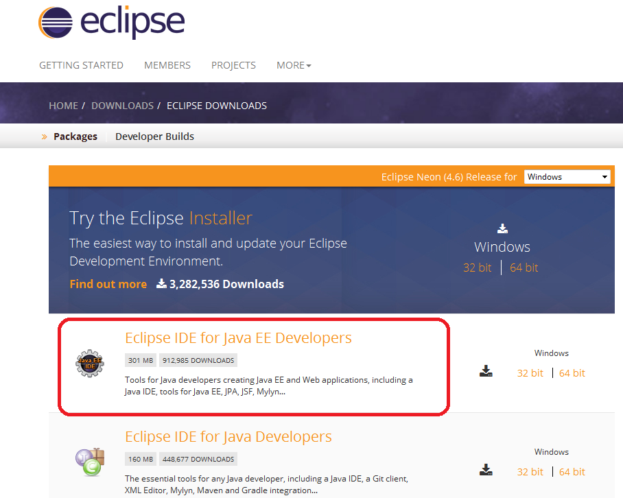 Eclipse Download Page
